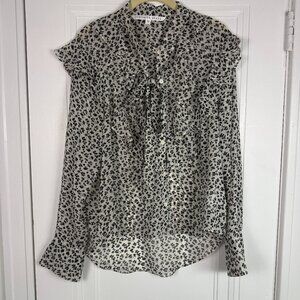 Tie-Neck Ruffle Blouse by Veronica Beard